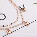 Best Gifts Women Stainless Steel Double Layers Heart Charm Lin Chain Bracelets Party Jewelry